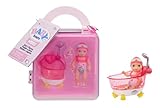 Baby Born MINIS Playset - Light Skin Tone Doll with Blue Eyes, Bathtub & Rubber Duck Accessory, Includes Reusable Carrying Case for On-The-Go Playtime