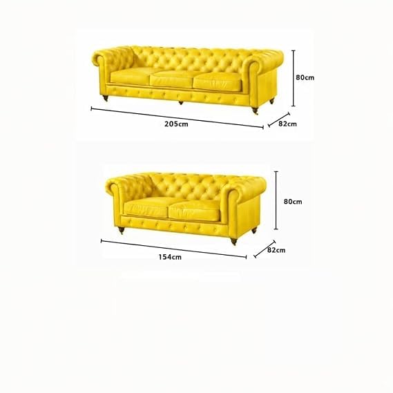 Image of A to Z Furniture Classic 3+2=5 Seater Sofa Set Luxury Chesterfield Leatherette Sofa in for Home Living Room & Office (3+2=5 Seater Sofa Mustard)