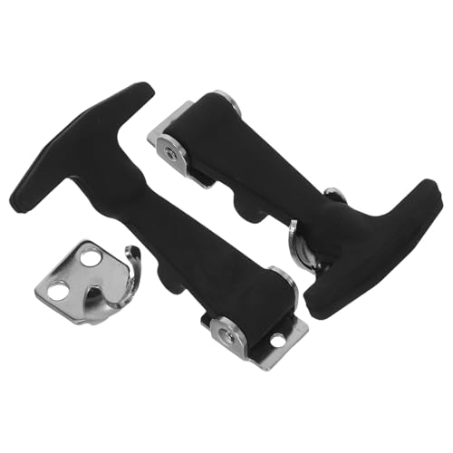 NUOBESTY 2pcs Rubber Hood Catch with Stainless Steel Brackets, Flexible T-Handle Draw Latches for Tool Box Cooler Truck Engine Hood, Rubber Elastic Shock-Absorbing Buckle for Industrial Use