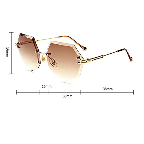 COTIA Sunglasses for Women Oversized Polygon Rimless Diamond Cutting Gradient Lens Sun Glasses4