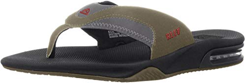 Reef Men's Sandals Fanning | Bottle Opener Flip Flops for Men, Olive/Rust, 12