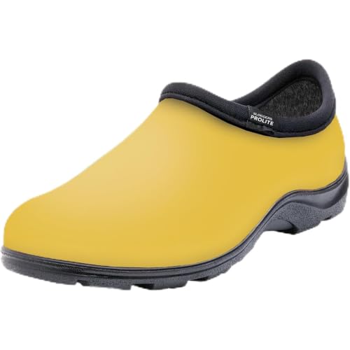 Sloggers ProLite Womens Garden & Work Slip-On Shoes 25% Lighter Waterproof Comfort Clogs with All-Day Insoles UV Protection Arch Support & Deep-Lug Traction Made in USA with US & Imported Parts - Sunshine Yellow Size 10