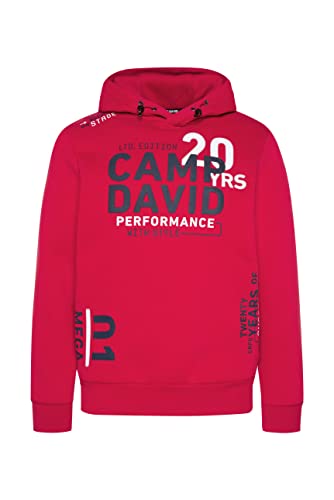Camp David Herren Hoodie mit vielen Logo Prints Royal Red XXXL