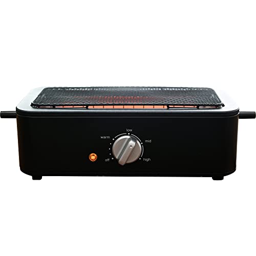 焼き鳥焼き器 減煙 電気七輪 卓上 焼き鳥 焼肉 ひとり占めグリル 焼鳥コンロ 網焼き 家庭用 無段階火力調節 油ハネ削減 ブラック ESR-Q100