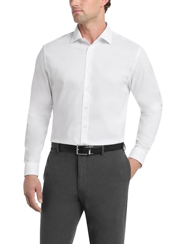 Image of Kenneth Cole REACTION Unlisted Men's Slim Fit Solid Cotton Spread Collar Full Sleeves Formal Dress Shirt