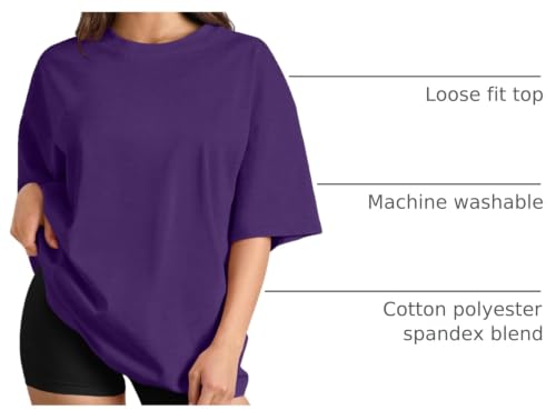 Image of Trendy Queen Womens Oversized T-Shirts Short Sleeves Workout Tops | Casual Summer Gym Tees Plus Size Fashion Clothes 2026