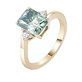 Lirzxin Anillos de compromiso para mujer, anillo de boda de oro amarillo de 18 quilates para mujer, elegante moissanita rectangular de 4 garras, anillos de oro amarillo de 1 quilate a 3 quilates, M 1