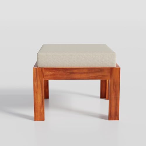 Image of Solid Sheesham Wood Coffee Table with 4 Stool | Center Table with 4 Stools for Living Room | Rosewood Teapoy Table with Cushioned Stool (Traditional,Honey Finish)