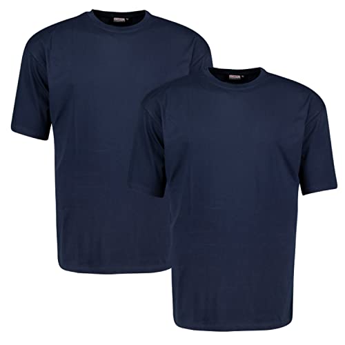 T-shirt bleu marine ADAMO pack de 2 basique col rond en coton pour homme