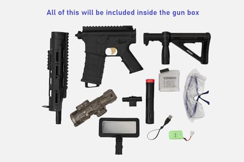 Image of Electric Gel Blaster Toy Gun with Rechargeable Battery, Gel Balls, Scope & Tactical Accessories - Outdoor Shooting Toy for Kids & Adults (Big M4-83 CM)