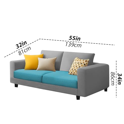 Image of Galib 2 Seater Sofa Set for Living Room (Turquise Grey Fabric) Premium Fabric Sofa Set
