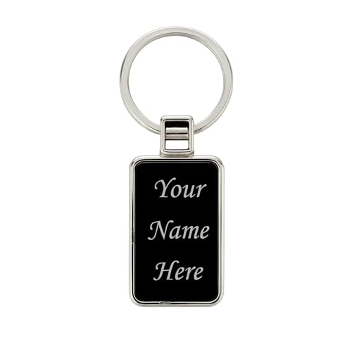 Image of Personalized Double-Sided Metal Keychain, Premium Silver Finish, Custom Name Engraving, Elegant Gift Key Ring for Men, Women
