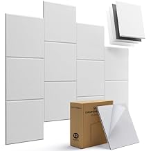 Soundsbay Mass Loaded Vinyl, Soundproof Wall Panels Self-adhesive, 12 Pack Square Mass Loaded Vinyl Soundproofing, 12x12 Soundproofing Panels for Walls, Home Office, Reccording Studio White