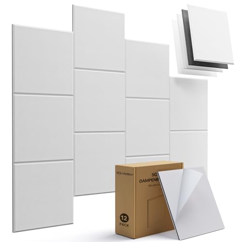Panneaux insonorisants autocollants blancs Soundsbay lot de 12 plaques 30x30 cm