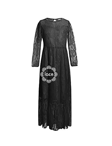 Girls Lace Dress Flower Girl Dress Long Sleeve Midi Floral Dress for Birthday Party Wedding Casual