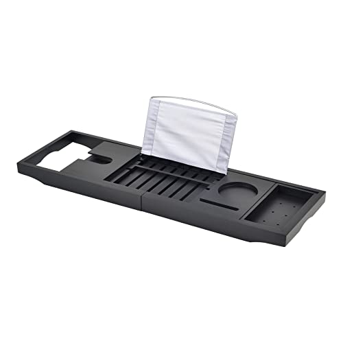 Plateau de bain en bois blanc avec support tablette et étagère de baignoire