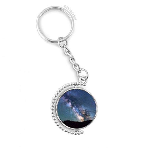 Key Ring Chain rotatif bleu foncé étoiles nuages idée cadeau