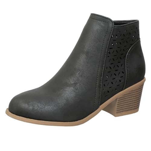 Générique Bottines Femme Cuir Bottines Femme Pieds Larges Décontracté Et Élégant Plate Souple Imperméable Bottine Confortable Chaudes Extérieur Noir...