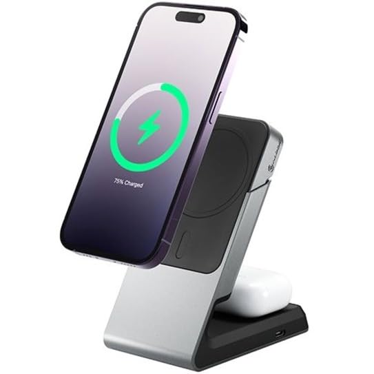 ALOGIC Matrix - Stazione di ricarica magnetica universale 2 in 1 per iPhone 15 Pro Max, 15 Pro, 15 Plus, 15,14, 13, 12, Airpods Pro, stazione di ricarica per dispositivi Apple, colore nero