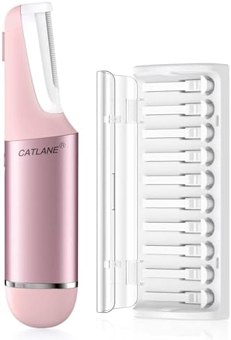 Dermaplane Razor for Women Face, Dermaplaning Tool for Face, Sonic Smooth Exfoliation & Peach Fuzz-Hair Removal System with 10 Dermaplaning Blades, Charm Pink