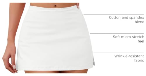 Skorts Skirts for Women Sexy Mid-Waisted Side Split Y2k Mini Skorts with Shorts White - image 4
