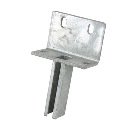 L-Bodenplatte (verzinkt) – für Zaunpfosten 60x40 mm, Adapter 100x150 mm, Bodenplatte 80x150 mm, aus Metall, zur Befestigung an Randsteinen (1)