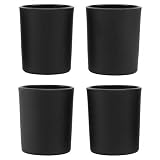 ARTIBETTER 4Pcs Romantic Glass Candle Cup Simple Table Candle Holder Frosted Home Candlestick (Black