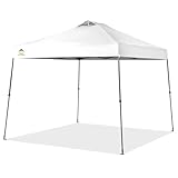 CROWN SHADES Pop Up Canopy - 11x11 Base Canopy Tent with One Push Setup - Pop Up Tent for Events, Parties, Camping - Gazebo with Wheeled Bag, Silver Coated 9x9 Top, White