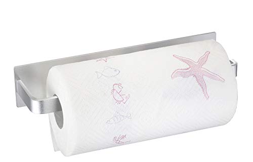 Wangel Soportes de Pared para Portarrollos de Cocina, Pegamento Patentado + Autoadhesivo, Aluminio, Acabado Mate, Portarrollos para Papel de Cocina, Plateado