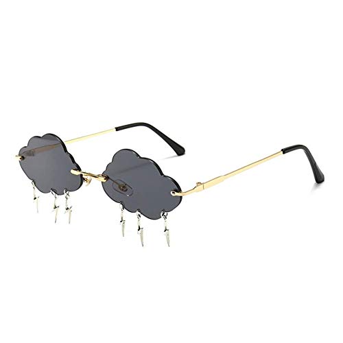 ENTHYI Cloud lightning Sunglasses for Women/Men Rimless Wave Glasses Eyewear for Party Rimless Sun glasses (black)
