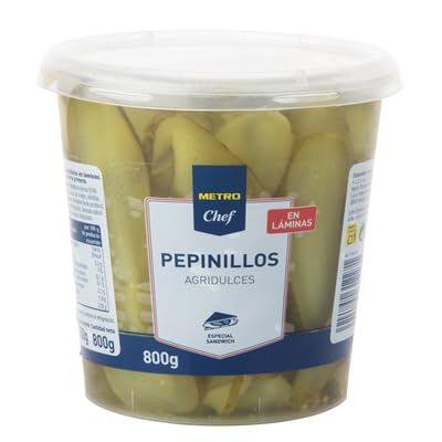 ¡Pepinillos Agridulces Chef – El Sabor Perfecto para Tus Snacks y Comidas! (1 BOTE 800G. (Escurrido 450G.), LAMINADOS)