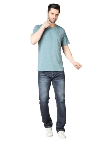 Image of Men's Half Sleeves Sports T-Shirt | Premium Micro Polyester | Dri-Tec | Odour Free | Lightweight & High Stretch Activewear (in, Alpha, XL, Regular, Blue-Grey)