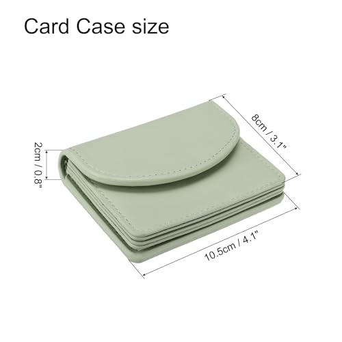 Image of uxcell PU Leather Business Card Case, Business Name Card Holder Wallet with Magnetic Shut Pocket Holder for Women Credit ID Card, Green