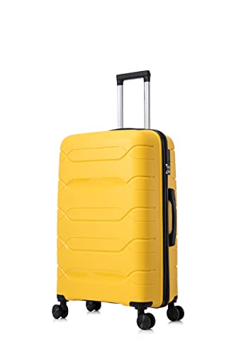 CELIMS Valise Rigide et Souple en Polypropylène - Cadenas TSA Intégré - Ultra Léger - 4 roulettes Doubles - (Jaune, Grande - 75cm) Cover