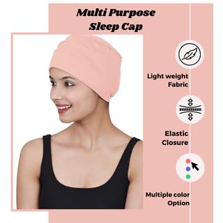 Image of The Headscarves Women Silky Soft Bamboo Viscose Sleep Cap for Hair Loss Chemo Headwear Skull Cap Free Size (Multicolor) (HS3 Multicolor)