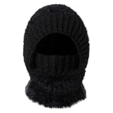 Gorro de punto de algodón y poliéster encerado para mujer y hombre, para otoño e invierno, Negro, Talla única
