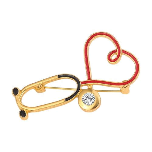 Image of coadipress Stethoscope Brooch Pins for Nurses Doctors Personality Enamel Nurse Medicine Stethoscope Heartbeat Brooches Backpack Clothing Fashion Accessories Jewelry