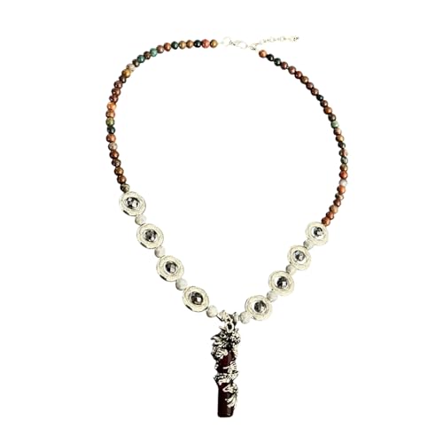 Collier culturel Tunhuang rouge réglable pour sublimer vos tenues bohèmes chic
