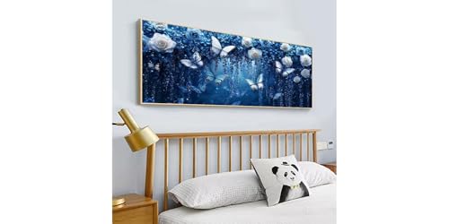 Broderie Diamant Papillon Rose Grand Format 80x160cm Kit Canevas Complet