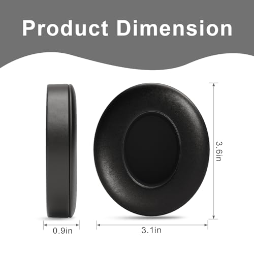 Almohadillas de reemplazo para auriculares Beats Studio 3 y Studio 2, color negro | Almohadillas aislantes de ruido con espuma viscoelástica, material suave de cuero proteínico. Incluye herramienta de extracción miniatura 4