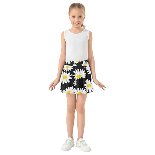 White Daisies Black Toddlers Tennis Skirts Cool Pink Athletic Shorts for Girls Skorts Teen Cheer 4t3