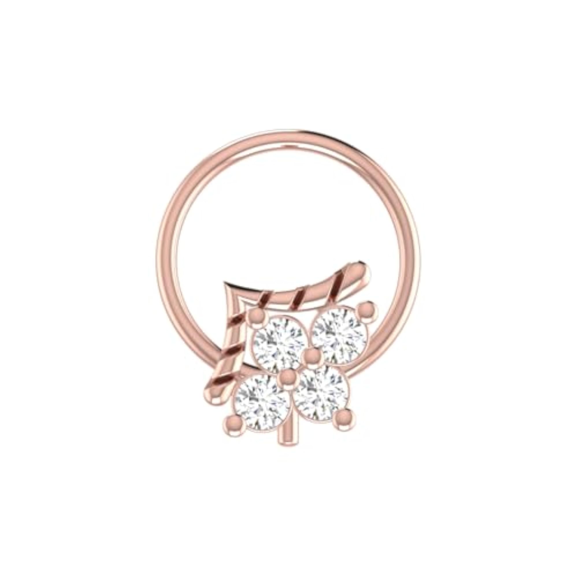 Women's 9K Rose Gold Stud Nose Ring, Hallmarked