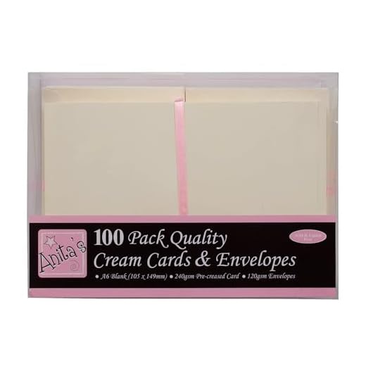 Anita's Docrafts - Paquete de 100 tarjetas y sobres A6, crema
