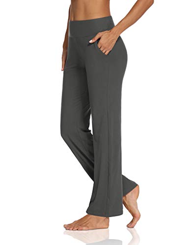 DIBAOLONG Womens Yoga Sweatpants Bootcut Comfy Loose Lounge Pajama Bootleg Pants Workout Joggers Pants with Pockets Gray L