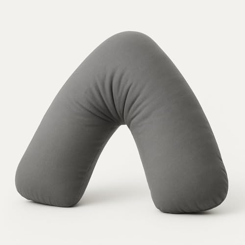 HOMES-LINEN Orthopaedic V-Shaped Pillow Extra Cushioning Support For Head, Neck & Back (Grey, V-Pillow With Cover)