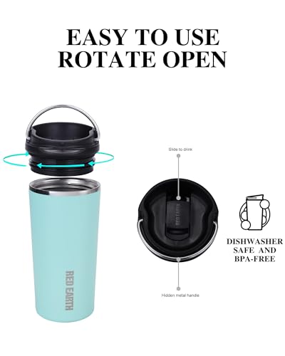 GiNT 17oz Travel Tea Mug with Infuser, 2 Lids. Vacuum Insulated 316 Stainless Steel Coffee Mug. Dishwasher Safe Tea Cup with Strainer for Hot & Cold Brew Coffee (Green) - image 4