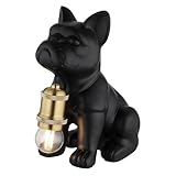 Tischleuchte Hund schwarz kupfer Beistellleuchte Tierfigur Tischlampe Keramik, Metall, E27 Fassung, LxBxH 19,5x12,5x24 cm