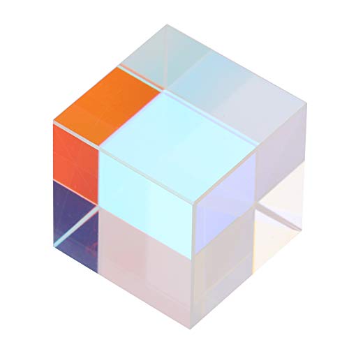 Crystal Glass Prism Cube, Optical Glass RGB Dispersion Prism Six Sided Bright Light Combine Cube Prism Stained Glass Beam Splitting Prism