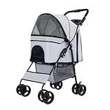 NMGMJQ Pet Stroller for Dogs and Cats 3 in 1 Dog Stroller Foldable Pet Stroller with Detachable Carrier Storage Basket 4 Wheels for Small Medium Dogs & Cats Pet Stroller(Grey)