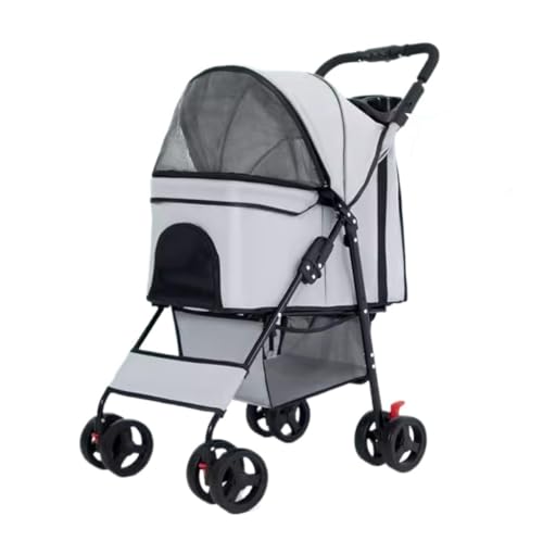 NMGMJQ Pet Stroller for Dogs and Cats 3 in 1 Dog Stroller Foldable Pet Stroller with Detachable Carrier Storage Basket 4 Wheels for Small Medium Dogs & Cats Pet Stroller(Grey)